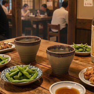 2 Stoneware Tumblers Brown Drip Glaze Pottery Tea Cups Coffee Mugs Speckled